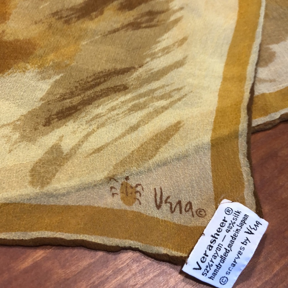 Vintage 60s Vera Printed Silk Blend Scarf - Picture 2 of 7